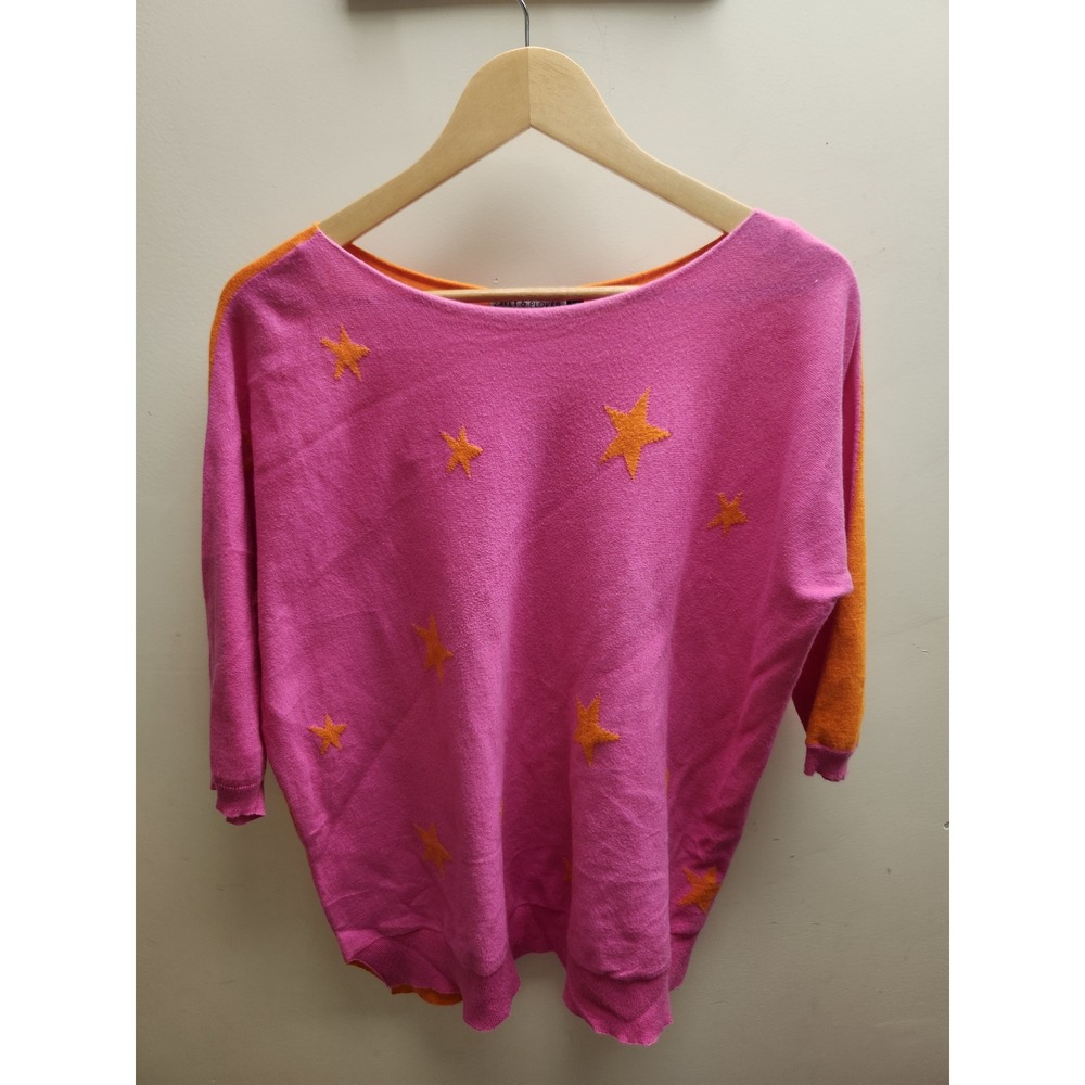 Zaket Plover Pink Orange Star Knit‎ Sweater Top Women's XS